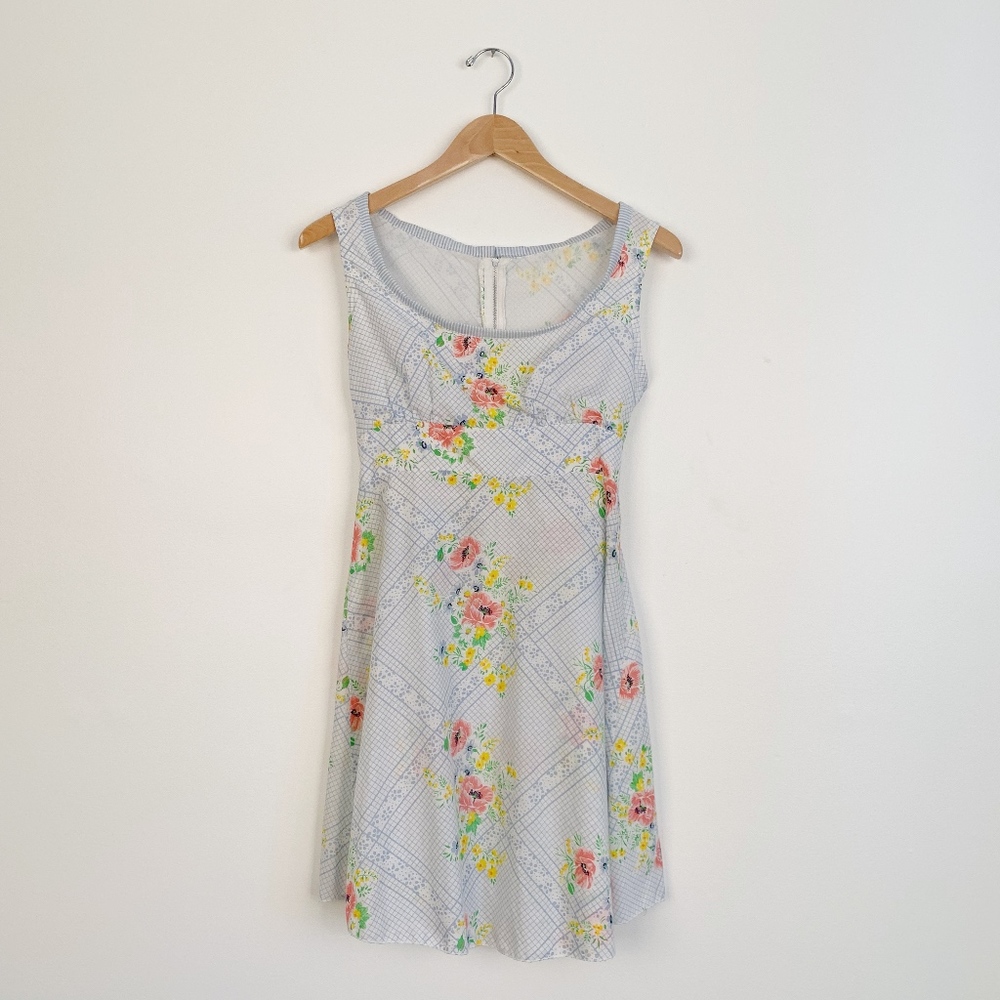 Vintage Baby Blue Floral Mini Sundress